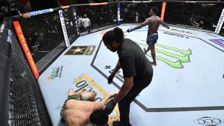 Abdul Razak Alhassan knocks out Alessio Di Chirico at UFC Fight Night: Barboza vs Chikadze (Photo by Chris Unger/Zuffa LLC)