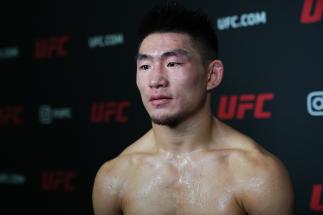 Song Yadong of China is interviewed backstage during the UFC 265 event at Toyota Center on August 07 2021 in Houston Texas. (Photo by Mike Roach/Zuffa LLC)