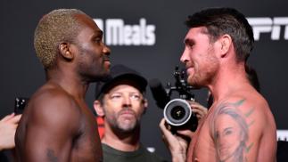 Encarada entre Derek Brunson e Darren Till na pesagem do UFC Vegas 36