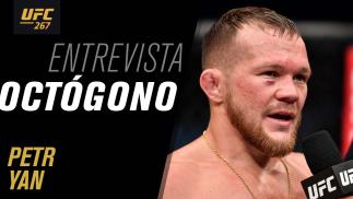 Arte da entrevista Octógono com foto de Petr Yan