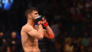 Yair Rodriguez of Mexico celebrates his knockout victory over Andre Fili in their featherweight bout during the UFC 197 event inside MGM Grand Garden Arena on April 23, 2016 in Las Vegas, Nevada. (Photo by Josh Hedges/Zuffa LLC/Zuffa LLC via Getty Images)