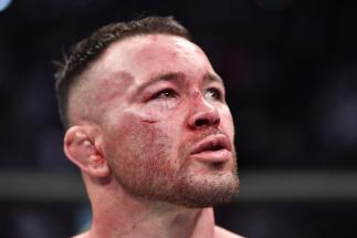 Colby Covington reacts after his decision loss to Kamaru Usman of Nigeria in their UFC welterweight championship fight during the UFC 268 event at Madison Square Garden on November 06 2021 in New York City. (Photo by Jeff Bottari/Zuffa LLC)