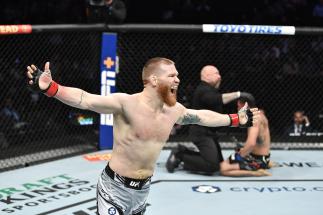 UFC lightweight Matt Frevola reacts after his TKO victory by strikes over Genaro Valdez of Mexico at 3:15 of the first round at UFC 270: Ngannou vs Gane on January 22, 2022. (Photo by Chris Unger/Zuffa LLC)