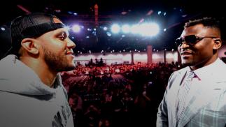 Interim UFC heavyweight champion Ciryl Gane and UFC heavyweight champion Francis Ngannou face off after the UFC 270 press conference in the fifth episode of UFC 270 Embedded