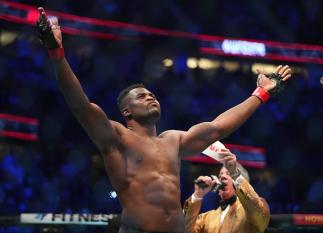 Francis Ngannou of Cameroon prepares to fight Ciryl Gane of France in their UFC heavyweight championship fight during the UFC 270 event at Honda Center on January 22, 2022 in Anaheim, California. (Photo by Cooper Neill/Zuffa LLC)