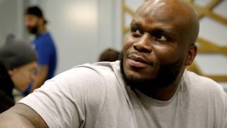 Derrick Lewis checks into UFC 271: Adesanya vs Whittaker 2 fight week.