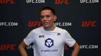 Carlos Hernandez talks with the UFC.COM team backstage after his win at UFC Fight Night:Makhachev vs Green