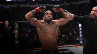 Bobby Green reacts after defeating Nasrat Haqparast of Germany in their lightweight fight during the UFC 271 event at Toyota Center on February 12, 2022 in Houston, Texas. (Photo by Josh Hedges/Zuffa LLC)