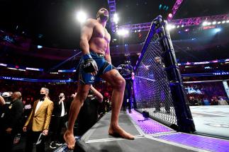 Ciryl Gane of France prepares to fight Francis Ngannou of Cameroon in their UFC heavyweight championship fight during the UFC 270 event at Honda Center on January 22, 2022 in Anaheim, California. (Photo by Chris Unger/Zuffa LLC)