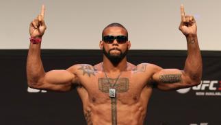 Thiago Santos of Brazil poses on the scale during the UFC Fight Night weigh-in at the Boardwalk Hall on April 20, 2018 in Atlantic City, New Jersey. (Photo by Patrick Smith/Zuffa LLC)