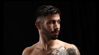Matheus Nicolau of Brazil poses for a portrait backstage during the UFC Fight Night event at UFC APEX on October 09, 2021 in Las Vegas, Nevada. (Photo by Mike Roach/Zuffa LLC)