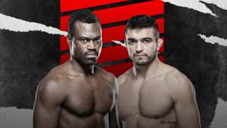 Card com as imagens de Uriah Hall e André Muniz