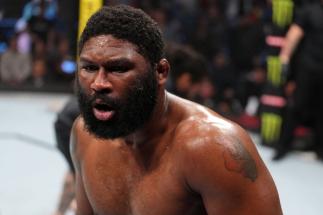 Curtis Blaydes celebrates his KO victory over Chris Daukaus in a heavyweight fight during the UFC Fight Night event at Nationwide Arena on March 26, 2022 in Columbus, Ohio. (Photo by Josh Hedges/Zuffa LLC)