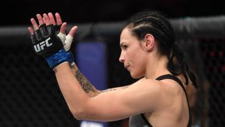 Lina Lansberg of Sweden claps before the second round of her women's bantamweight bout against Tonya Evinger during the UFC Fight Night event at Ericsson Globe on June 1, 2019 in Stockholm, Sweden. (Photo by Jeff Bottari/Zuffa LLC/Zuffa LLC via Getty Images)