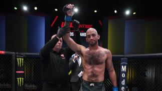 Mike Jackson is announced as the winner over Dean Barry at UFC Fight Night: Lemos vs Andrade on April 23, 2022 (Photo by Jeff Bottari/Zuffa LLC)