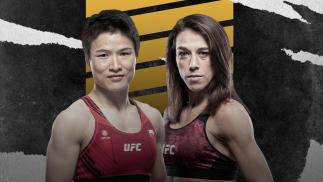 Card com as imagens de Zhang Weili e Joanna Jedrzejczyk