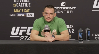 Michael Chandler talks to the media after UFC 274.