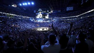 A general view of the Octagon during the UFC 274 event at Footprint Center on May 07, 2022 in Phoe