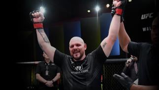 Parker Porter reacts after his victory over Alan Baudot of France in their heavyweight fight during the UFC Fight Night event at UFC APEX on February 19, 2022 in Las Vegas, Nevada. (Photo by Jeff Bottari/Zuffa LLC)