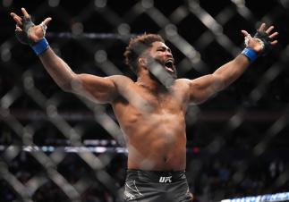 Chris Curtis celebrates after knocking out Phil Hawes in their middleweight fight during the UFC 268 event at Madison Square Garden on November 06, 2021 in New York City. (Photo by Cooper Neill/Zuffa LLC)