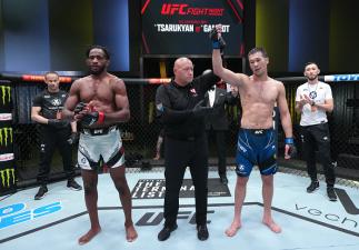 Shavkat Rakhmonov of Uzbekistan reacts after his victory over Neil Magny in a welterweight fight during the UFC Fight Night event at UFC APEX on June 25, 2022 in Las Vegas, Nevada. (Photo by Jeff Bottari/Zuffa LLC)