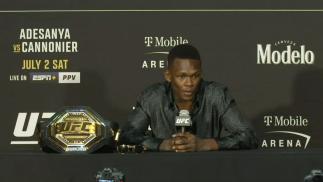 Israel Adesanya talks to the media after UFC 276: Adesanya vs Cannonier
