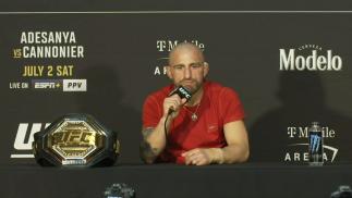 Alexander Volkanovski talks to the media after UFC 276: Adesanya vs Cannonier