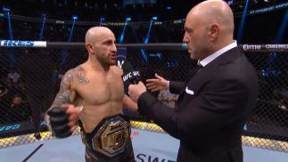 Alexander Volkanovski talks to Joe Rogan after his win at UFC 276: Adesanya vs Cannonier