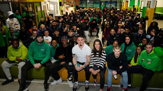 UFC's Arnold Allen, Tom Aspinall, Joanna Jedrzjczyk and KSI at the PRIME Hydration and OnSide legacy youth zone mentoring program event.
