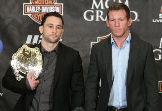 (L) Frankie Edgar vs. (R) Gray Maynard at the UFC 125 Pre-Fight Press Conference.