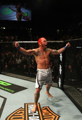 Chris Leben celebrates his win.