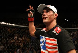 Dominick Cruz celebrates his win over Urijah Faber.