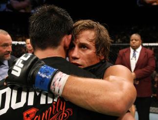 Dominick Cruz and Urijah Faber after the main event fight.