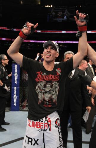 UFC 133: Rory MacDonald celebrates his win.