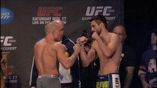 Georges St-Pierre faces off with Carlos Condit in Montreal at the UFC 154 Weigh In