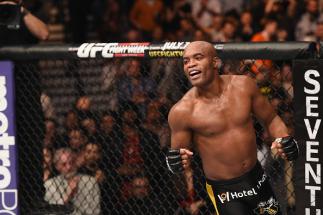 LAS VEGAS, NV - JANUARY 31: Anderson Silva reacts to his victory over Nick Diaz in their middleweight bout during the UFC 183 event at the MGM Grand Garden Arena on January 31, 2015 in Las Vegas, Nevada. (Photo by Josh Hedges/Zuffa LLC/Zuffa LLC via Get