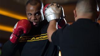 LAS VEGAS, NEVADA - MAY 20: Daniel Cormier holds an open training session for fans and media at the MGM Grand Hotel/Casino on May 20, 2015 in Las Vegas Nevada. (Photo by Brandon Magnus/Zuffa LLC/Zuffa LLC via Getty Images)