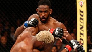 RIO DE JANEIRO, BRAZIL - OCTOBER 25: (R-L) Neil Magny punches William "Patalino" Macario of Brazil in their welterweight bout during the UFC 179 event at Maracanazinho on October 25, 2014 in Rio de Janeiro, Brazil. (Photo by Josh Hedges/Zuffa LLC/Zuffa