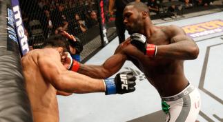 SAN JOSE, CA - JULY 26: (R-L) Anthony Johnson knocks out Antonio Rogerio Nogueira with a series of uppercuts in their light heavyweight bout during the UFC Fight Night event at SAP Center on July 26, 2014 in San Jose, California. (Photo by Josh Hedges/Z