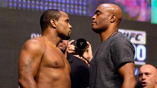 LAS VEGAS, NV - JULY 08: (L-R) Opponents Daniel Cormier and Anderson Silva of Brazil face off during the UFC 200 weigh-in at T-Mobile Arena on July 8, 2016 in Las Vegas, Nevada. (Photo by Josh Hedges/Zuffa LLC/Zuffa LLC via Getty Images)