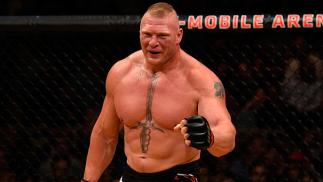 LAS VEGAS, NV - JULY 09: Brock Lesnar prepares for round two against Mark Hunt of New Zealand in their heavyweight bout during the UFC 200 event on July 9, 2016 at T-Mobile Arena in Las Vegas, Nevada. (Photo by Josh Hedges/Zuffa LLC/Zuffa LLC via Getty I