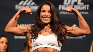 FAIRFAX, VA - APRIL 03: Juliana Pena weighs in during the UFC weigh-in at the Patriot Center on April 3, 2015 in Fairfax, Virginia. (Photo by Josh Hedges/Zuffa LLC/Zuffa LLC via Getty Images)