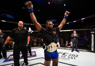 ATLANTA, GA - JULY 30: Tyron Woodley celebrates his knockout victory over Robbie Lawler in their welterweight championship bout during the UFC 201 event on July 30, 2016 at Philips Arena in Atlanta, Georgia. (Photo by Jeff Bottari/Zuffa LLC/Zuffa LLC via