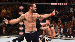 LAS VEGAS, NV - JULY 11: Matt Brown reacts to his victory over Tim Means in their welterweight fight during the UFC 189 event inside MGM Grand Garden Arena on July 11, 2015 in Las Vegas, Nevada. (Photo by Josh Hedges/Zuffa LLC/Zuffa LLC via Getty Images