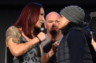 Cris Cyborg faces Amanda Nunes at the UFC 232 Press Conference