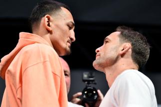 Max Holloway and Frankie Edgar face off during the UFC seasonal press conference