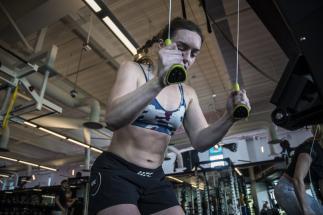 Aspen Ladd, Andrea Lee and Marion Reneau training at the UFC Performance Institute November 2019
