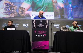 LAS VEGAS, NV - JULY 07: Conor McGregor speaks to the media during the UFC 202 - Press Conference at TMobile Arena on July 7, 2016 in Las Vegas, Nevada. (Photo by Brandon Magnus/Zuffa LLC/Zuffa LLC via Getty Images)