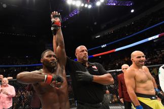 LAS VEGAS, NV - AUGUST 20: Anthony Johnson celebrates after defeating Glover Teixeira of Brazil in their light heavyweight bout during the UFC 202 event at T-Mobile Arena on August 20, 2016 in Las Vegas, Nevada. (Photo by Josh Hedges/Zuffa LLC/Zuffa LLC