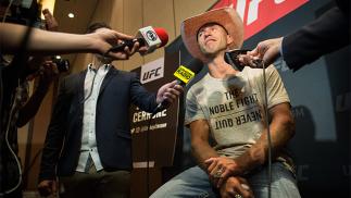 AUGUST 18: Donald Cerrone speaks to the media during the UFC 202 Ultimate Media Day at the Red Rock Casino Resort on August 18, 2016 in Las Vegas, Nevada. (Photo by Brandon Magnus/Zuffa LLC/Zuffa LLC via Getty Images)
